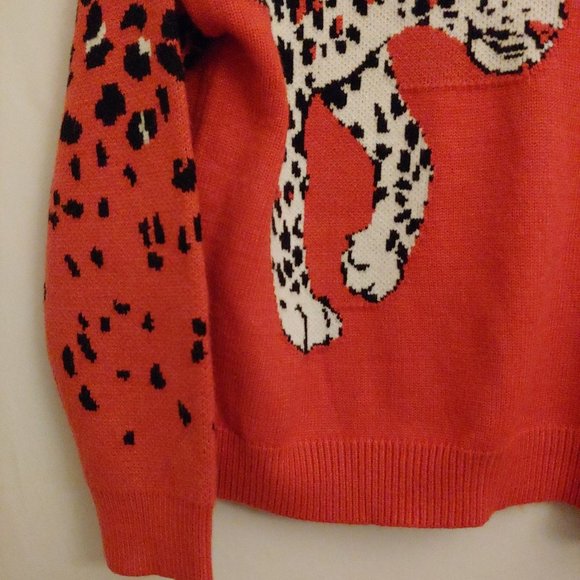 Minkpink orange leopard soft comfy long sleeve sweater XS - Picture 4 of 8